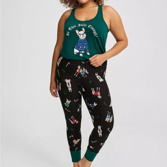 Torrid Tank Top 0X 1X 2X Christmas Frenchie Dog Lights "Is The Jolly Enough" Tee - Picture 5 of 5